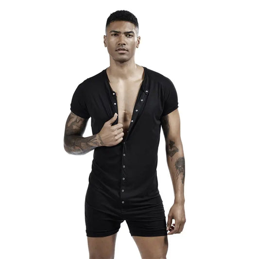 Tauwell Tauwell Men's Summer Romper Short Sleeve Jumpsuit 9703