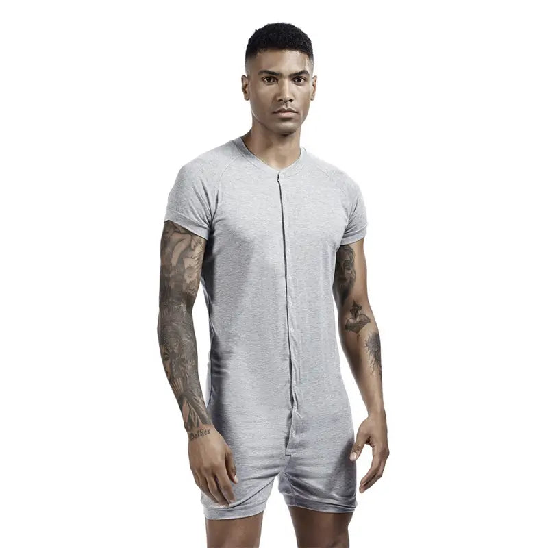 Tauwell Tauwell Men's Summer Romper Short Sleeve Jumpsuit 9703