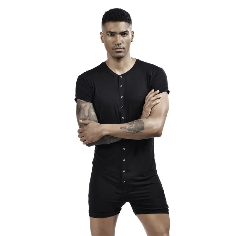 Tauwell Tauwell Men's Summer Romper Short Sleeve Jumpsuit 9703