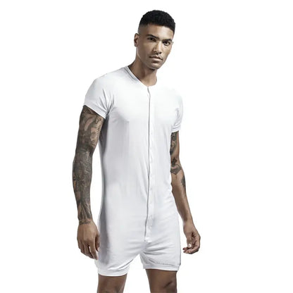 Tauwell Tauwell Men's Summer Romper Short Sleeve Jumpsuit 9703