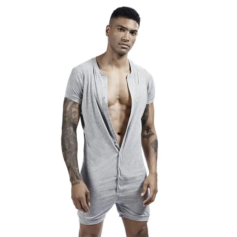 Tauwell Tauwell Men's Summer Romper Short Sleeve Jumpsuit 9703