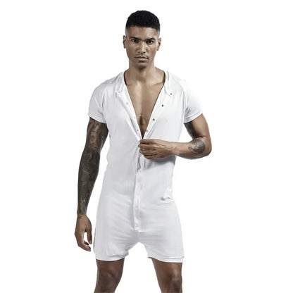 Tauwell Tauwell Men's Summer Romper Short Sleeve Jumpsuit 9703