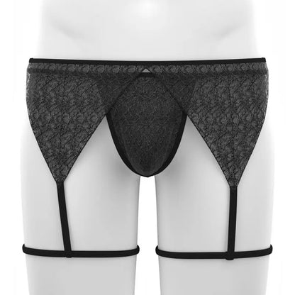 Tauwell Tauwell Men's T-Back Thongs Set with Garter 25103