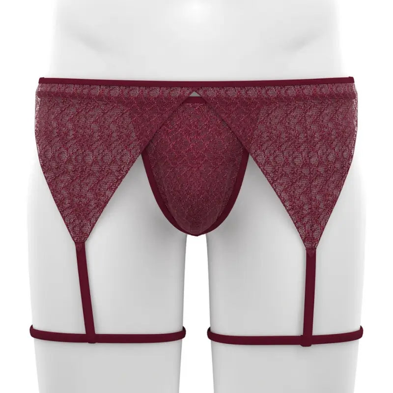 Tauwell Tauwell Men's T-Back Thongs Set with Garter 25103