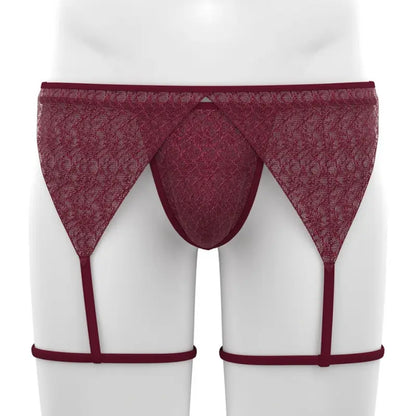 Tauwell Tauwell Men's T-Back Thongs Set with Garter 25103