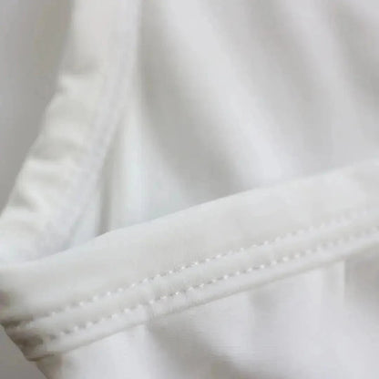 DomiGe high-stretch short sleeve tee white product flat lay — lay-flat collar full design	
