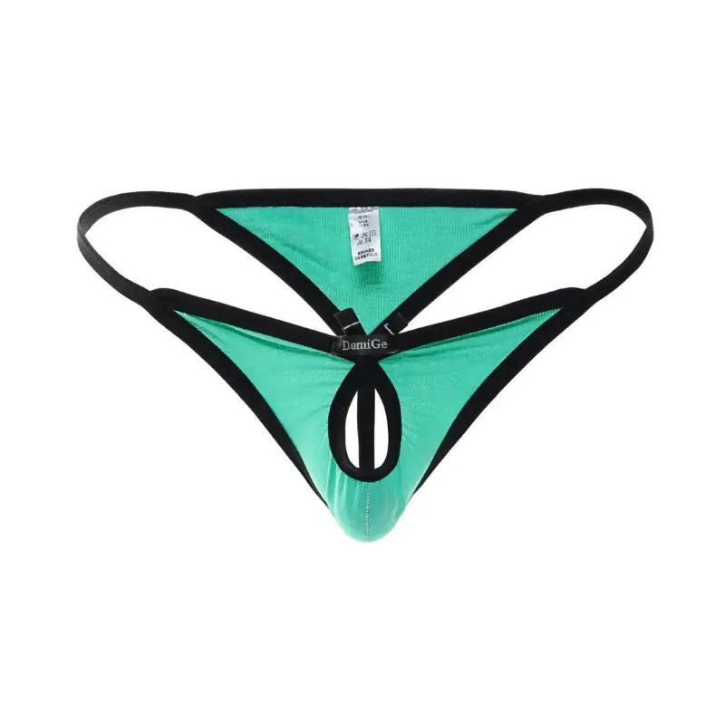 Butterfly accent cotton thong bright green 3D front — open-front silhouette DomiGe	