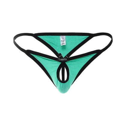 Butterfly accent cotton thong bright green 3D front — open-front silhouette DomiGe	