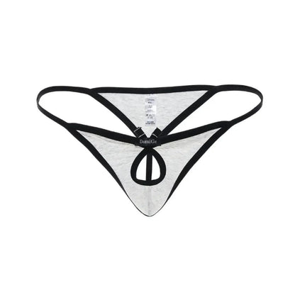 Butterfly accent cotton thong gray 3D front — open-front silhouette DomiGe	