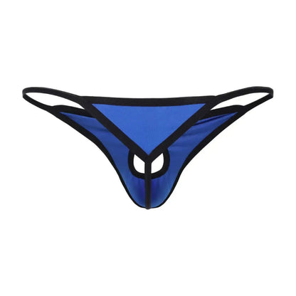 Butterfly accent cotton thong royal blue 3D rear — minimalist back string DomiGe	