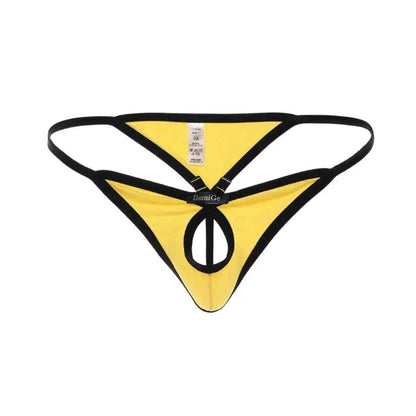 Butterfly accent cotton thong yellow 3D front — open-front silhouette DomiGe	